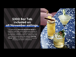 Virgin Voyages Special November 2023: $300 bar tab included on all November Sailings.